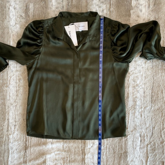 NWT💕Frame Gillian Silk Puff-Sleeve Blouse in Surplus Size L - Picture 11 of 14